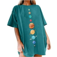 Crewneck Majice kratkih rukava Predivna portikla na prodaju Žene Nine planete Suncov i mjesec Ispiši