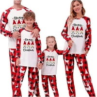 Porodični božićni PJS Podudarni setovi, Xmas Tree Holiday Pajamas Red Buffalo Plaid Sleep bave za spavanje
