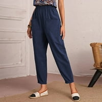 Ljetne casual pantalone za žene pamučne posteljine a-line baggy čvrste hlače pantalone plus veličine