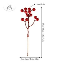 Artificial Crvene bobice stabljike, Burgundija Crvena bobica bira Holly Bobies Grankes za božićno drvce