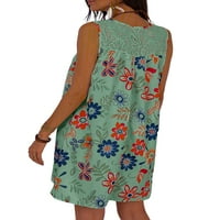 Žene Sundress cvjetni print Spremnik haljina bez rukava kratke mini haljine jednostavno svjetlo za odmor