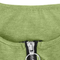 Vrhovi za ženske V-izrez Solid Chemise kratki pulover s kratkim rukavima zeleno l