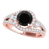 Mauli dragulji za angažovanje prstenova za žene 1. Carat Halo Black Diamond Angažovanje prstenasto 14k