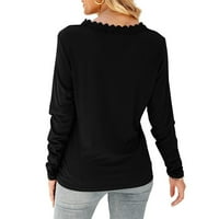 Žene Jesen Ležerne prilike Slicini V-izrez Seksi dugih rukava LACE pulover majice TOWS hot6sl871222