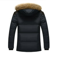 Muški zimski zadebljani kaput topla puffer jakna plus veličina s Fau krznenom oblogom tamno plave veličine