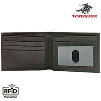 WINCHESTER BIFOLD novčanike za muškarce RFID novčanik, ID prozora i prozora kartica, puna zrnana kožna