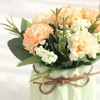 Lažni raspored svilenog cvijeća u vazi, veštački hidrangea buket s malom keramičkom vazom za ukras kućnog
