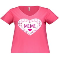 Inktastična mimija ružičasta valentinska majica za žene plus veličine V-izrez