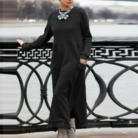 Ženska ležerna haljina modne žene okrugli vrat dugih rukava pulover čipke labave velike veličine haljina