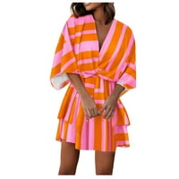 Haljine za žene Mini V-izrez Mini mini casual rukavska ljetna haljina narančasta S