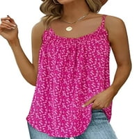 Žene Camisole bez rukava ljetni vrpci Scoop rezervoar za vrat seksi bluza za odmor T Odmor Torbice Pink