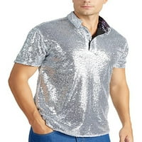 Sanviglor Muns Ljetni vrhovi kratki rukav T majice Turndown Polo majica casual pulover zabava za srebrni