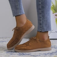 Ženske platforme Retro Suede čipke Up niske potpetice pune boje casual cipele Classic Cowgirl Loafers