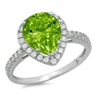 2.38ct kruška zelena prirodna peridot 14k bijeli zlatni godišnjica angažmana halo prstena veličine 8.25