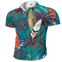 Paille muškarci Havajski kratki rukav Havajski tee boemski rad majica rever izrez Bluza plaže Tunic