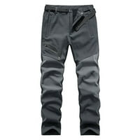 Hinvhai Clearence Muškarci Solid Dugme-Zip Multi-džepni ravni teretni pantalone Sivi 12