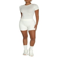 SprifAllBaby ženske ljetne odjeće setovi kratkih rukava o vratu i čvrste boje mršave kratke hlače za