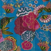 Stylo kultura Indijski ukrasni jastuk za bacanje Kantha Tirkizni tiskani kućni dekor pamuk tropicana