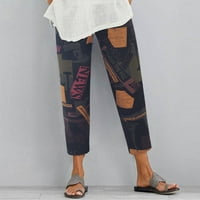 NSENDM ljetne hlače za žene plus, ženska haljina od šifona plaža široka noga hlača elastična struka
