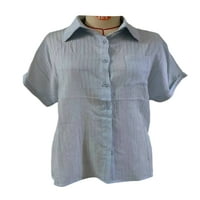 Glonme Women Ljeto majica Rever izrez bluza Kratki rukav Tors Dame Elegantna tunika Majica Casual gumb
