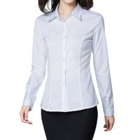 Dugme Down Majice za žene, Klasični fit bluze s dugim rukavima Udobni vrhovi za posao Poslovno Ležerno