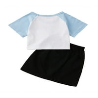 Licupiee Toddler Baby Girls Ljeto odijelo Butterfly Print Hotsas Kids Majica Sjetljive vrhove i suknje