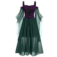 Funicet Renesance Gotička haljina za žene Noć vještica kostim s ramena čipke Trumtne rukave haljine