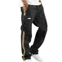 Xihbxyly Cargo Hlače za muškarce, posteljine hlače široke pantalone za noge za muškarce opuštene ležerne