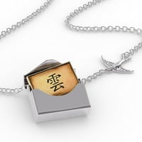 Ogrlica za zaključavanje Kineski znakovi, oblak slova u srebrnom kovertu Neonblond
