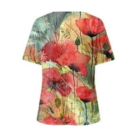 LeylayRay ženske vrhove ženske modne ležerne ljetne kratkih rukava cvjetni print v majica izrez majice