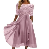 WAVSUF Formalne haljine za žene ljeto i pad šifon struk ubode Maxi Clearence Ružičasta haljina veličine