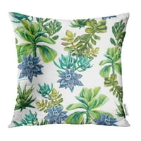 Zelene cvjetne sukulencije Biljke akvarel botanično sa bijelim ljubičastim agavi apave aloe jastučnice