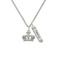 Delight nakit silvertni kruna sa AB Crystal Silvertone porodičnom baru Charm ogrlica, 23