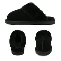 Pairs Womens Fashion Suede ovčje krznene papuče Udobne kućne cipele Sofie- Crna veličina 10