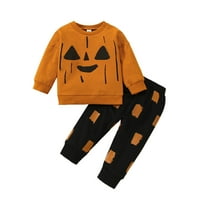 Noć vještica za dječake Toddler Kids Boys Outfit Pumpkins Ispise dugih rukava vrhovi hlače postavljene