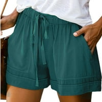 Wozhidaoke kratke hlače za žene hlače za žene ženske plus veličine udobnog crteža casual elastične džepove