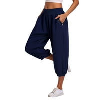 Dilgul Žene Capris Pješačke hlače Lagani elastični struk Joggers Lounge Vanjske putne hlače sa džepovima