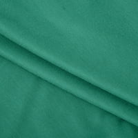 Zelena baršuna za žene, ležerna jesen solidna seksi u-vrat dugih rukava s dugim rukavima, crne kravate