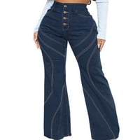 Novi smjer na hlača Jean pantalone za žene plus ženski modni trend šivanja traperica tanka zvona propušta