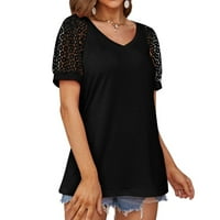 Ženske ljetne vrhove Ženska bluza s kratkim rukavima Casual Custo okrugle dekolte košulje crne m