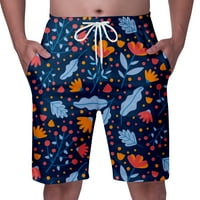 Kilgque Muška brzog suha dlana serija serije plivanja, cvjetni print kratke hlače za plažu casual odraslih