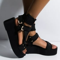 Klinovi sandale za žene za žene Ljetni elegantni pojas za gležanj Otvorena nožnica Debela sandalne cipele