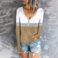 Cuhas Cardigan džemperi za žene Ležerne prilike dugih rukava V-izrez Nepravilna čvrsta boja Stripe Slim