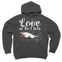 Ljubav na prvom zalogaj morskog psa Valentines Dan Heart Crosher Love Black Graphic Pulover Hoodeie