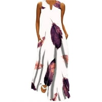 Usmixi haljine za žene Ljeto plus veličina labava moda Flowy Swing Vintage Cvjetni spremnici Duge haljine