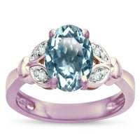 Star K Okrugli originalni nebo plavi Topaz Marquee Design Dizajn za zaručnički prsten u KT bijeloj zlatnoj