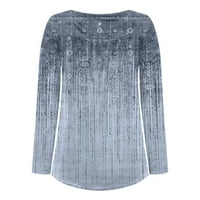 4. jula vrhovi za žene Ležerne prilike za tiskane pulover okrugli vrat dugih rukava bluza plavi