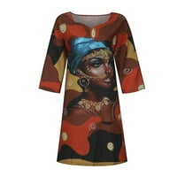 Simplmasygeni Ženske ljetne haljine kratki rukav Maxi haljina moda Afrički vintage print srednji rukav