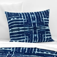 Pamuk Saten Sham, euro - indigo plavi hipi Tie Dye Shibori Sažetak kvadrata Japanci Ispiši posteljinu