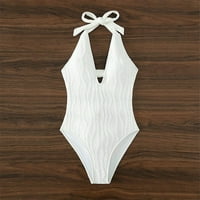 Binmer Women Ljeto kupaći kostim od pune boje viseći vrat jednodijelni kupaći kostim